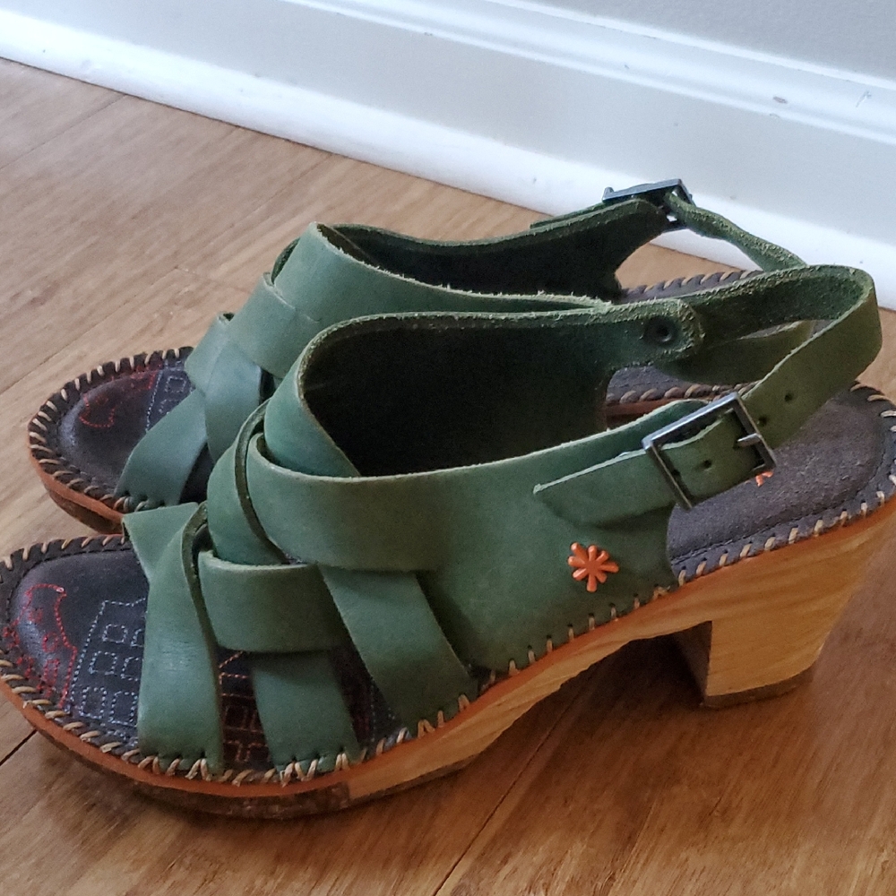 art Green Leather Women's Sandals Size 38 - Picture 3 of 15
